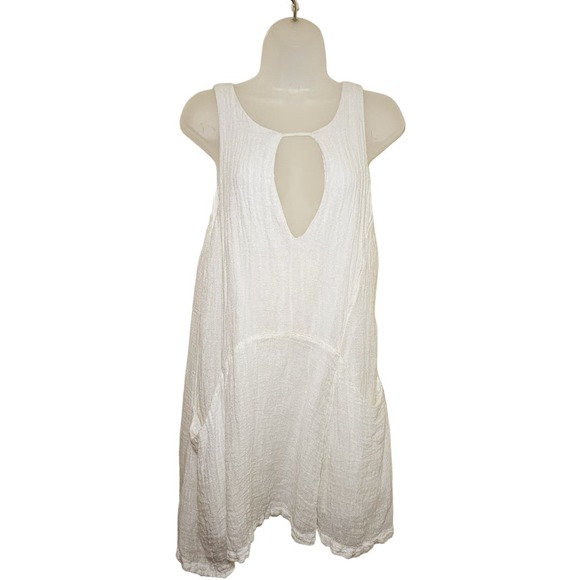 Free People FP Smooth Sailing White Linen Mini Dress Cover Up Sze Medium - Picture 3 of 11